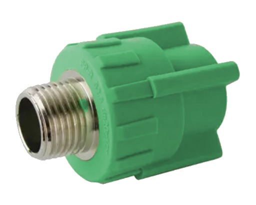 Cupla con inserto metálico macho PPR para termofusión fabricada por G&Q