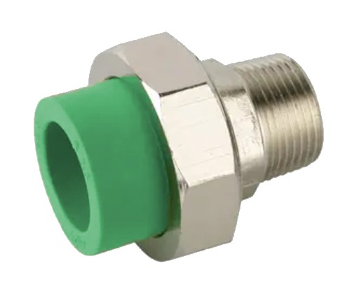 Unión inserto macho PPR con inserto metálico para termofusión fabricada por G&Q